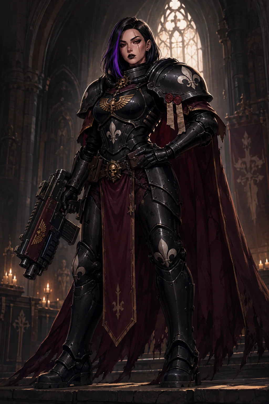 Малена в образе Сестры Битвы из Warhammer 40,000